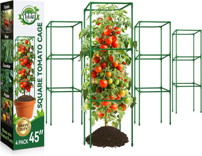 4 Pack 45" Tomato Cages for Garden, Heavy Duty Adjustable Plant Support