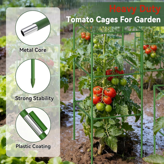 4 Pack 45" Tomato Cages for Garden, Heavy Duty Adjustable Plant Support