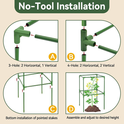 4 Pack 45" Tomato Cages for Garden, Heavy Duty Adjustable Plant Support