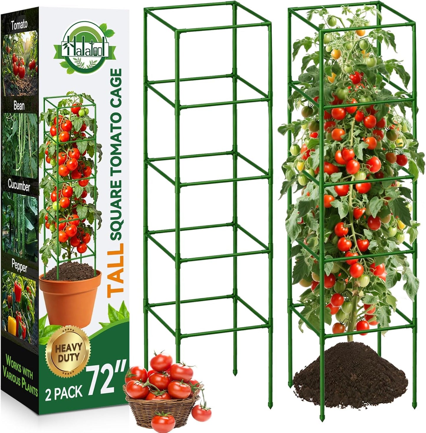 4 Pack 45" Tomato Cages for Garden, Heavy Duty Adjustable Plant Support