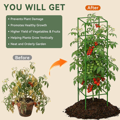 4 Pack 45" Tomato Cages for Garden, Heavy Duty Adjustable Plant Support
