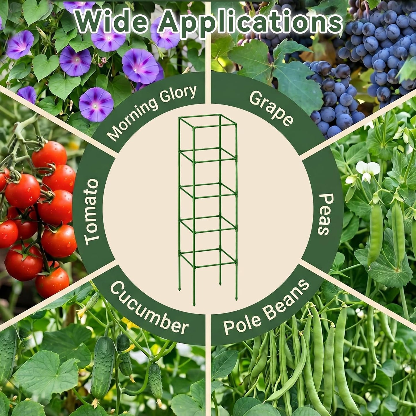 4 Pack 45" Tomato Cages for Garden, Heavy Duty Adjustable Plant Support