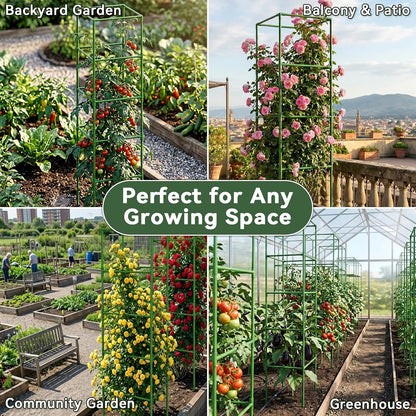 4 Pack 45" Tomato Cages for Garden, Heavy Duty Adjustable Plant Support