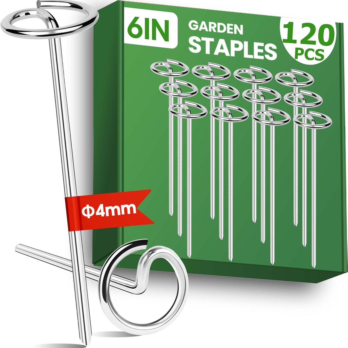 120pcs Landscape Staples, Weed Barrier Fabric Stakes, Garden Pins 6 Inch