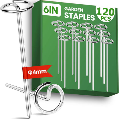 120pcs Landscape Staples, Weed Barrier Fabric Stakes, Garden Pins 6 Inch