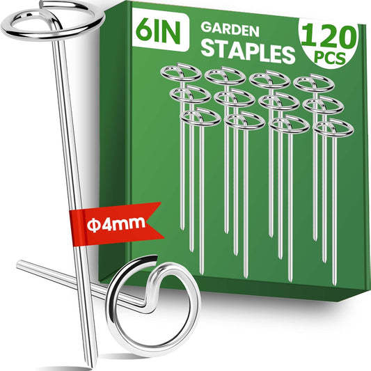 120pcs Landscape Staples, Weed Barrier Fabric Stakes, Garden Pins 6 Inch
