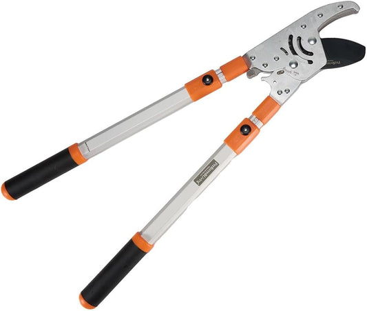 Ratcheting Loppers - Heavy Duty SK Carbon Steel Anvil - Telescoping - Cuts Up to 2 Inches - Ergonomic Grip - Black