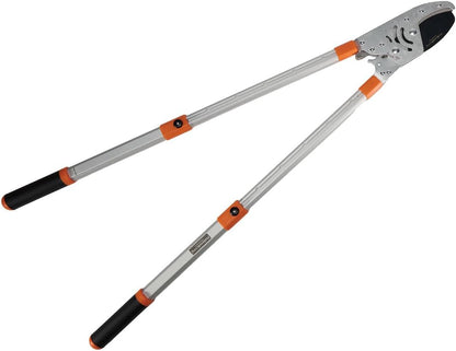 Ratcheting Loppers - Heavy Duty SK Carbon Steel Anvil - Telescoping - Cuts Up to 2 Inches - Ergonomic Grip - Black