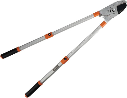 Ratcheting Loppers - Heavy Duty SK Carbon Steel Anvil - Telescoping - Cuts Up to 2 Inches - Ergonomic Grip - Black