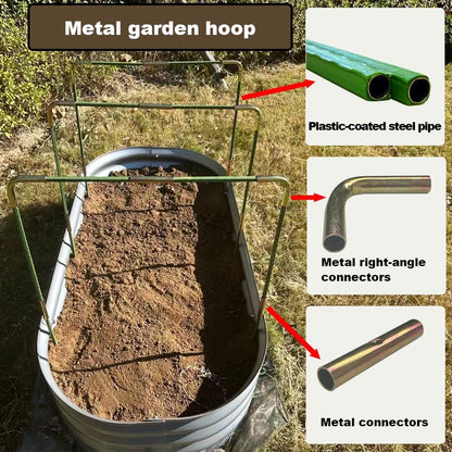 Metal Greenhouse Hoops Set for Raised Beds，21.2'' x 31.1'' Green Garden Hoops with Metal connectors,ABS Clip（Stainless Steel Spring） for Row Cover, DIY Grow Tunnel，5 Sets.