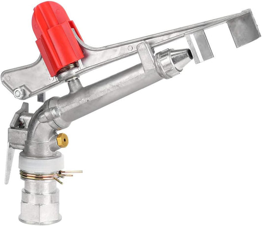 1.5in DN40 High Pressure Impact Rain Gun Sprinkler, with Dual Nozzle, Adjustable 360 Degree Automatic Rotating, for Covering Large Areas, Agriculture Field Crop Irrigation