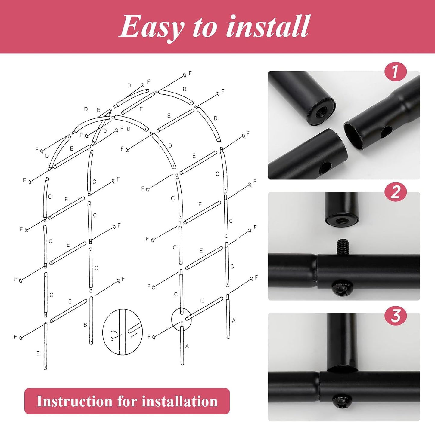 Thickened Tube Garden Arch Trellis - Metal Garden Arbor for Climbing Plants