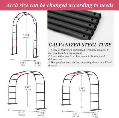 Thickened Tube Garden Arch Trellis - Metal Garden Arbor for Climbing Plants