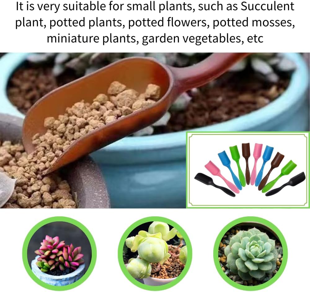 10Pcs Mini Shovel,Plastic Mini Gardening Shovel Spoons Soil Scoops,Cultivation Digging Transplanting Tools for Succulents Potted Flowers,Milk Powder/Coffee Beans Scoops (5 Colors)