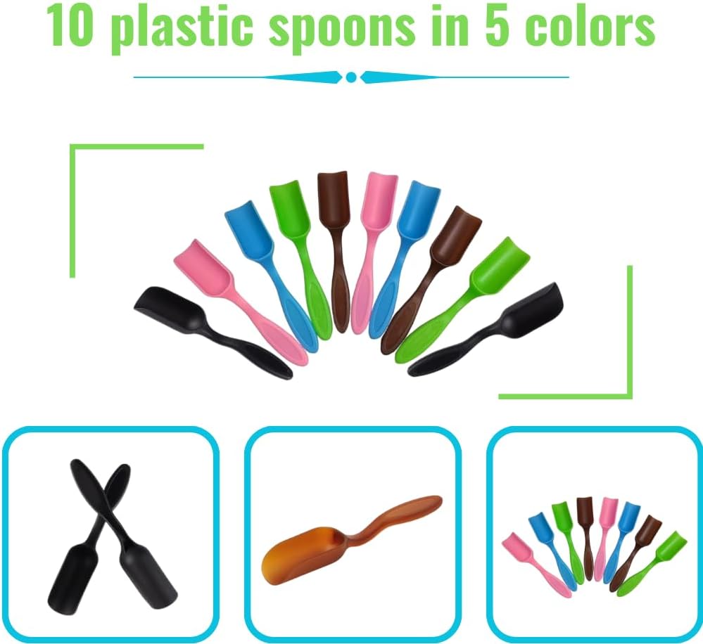 10Pcs Mini Shovel,Plastic Mini Gardening Shovel Spoons Soil Scoops,Cultivation Digging Transplanting Tools for Succulents Potted Flowers,Milk Powder/Coffee Beans Scoops (5 Colors)