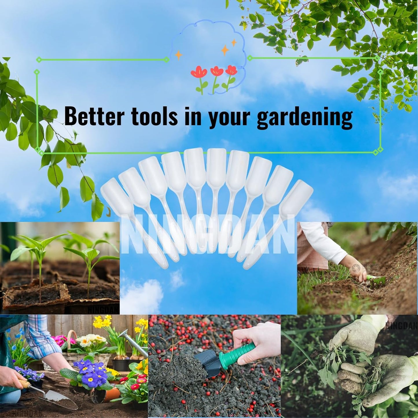 10Pcs Mini Shovel,Plastic Mini Gardening Shovel Spoons Soil Scoops,Cultivation Digging Transplanting Tools for Succulents Potted Flowers,Milk Powder/Coffee Beans Scoops (5 Colors)