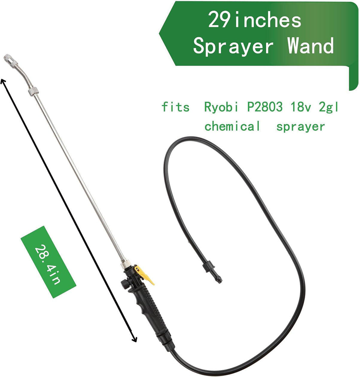 Replacement Sprayer Wand for Ryobi - Stainless Steel With Adjustable Nozzle, Trigger & Hose Compatible With P2803 (44 Inches)