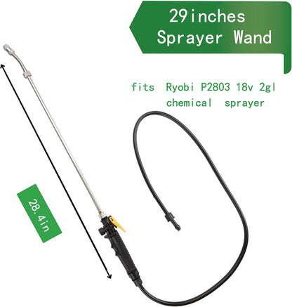 Replacement Sprayer Wand for Ryobi - Stainless Steel With Adjustable Nozzle, Trigger & Hose Compatible With P2803 (44 Inches)