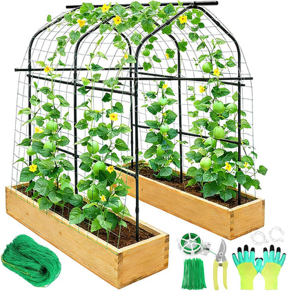 7FT Garden Trellis for Climbing Plants Outdoor, Metal Arch Trellises