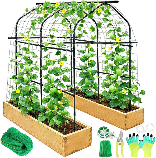 7FT Garden Trellis for Climbing Plants Outdoor, Metal Arch Trellises