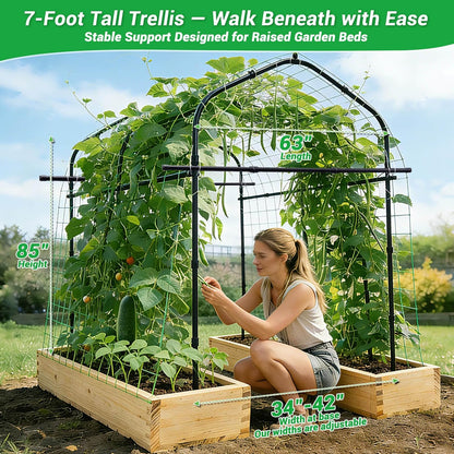 7FT Garden Trellis for Climbing Plants Outdoor, Metal Arch Trellises