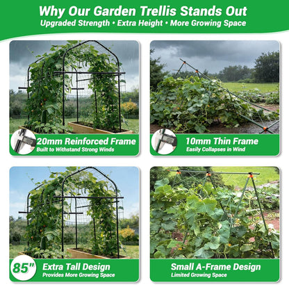 7FT Garden Trellis for Climbing Plants Outdoor, Metal Arch Trellises