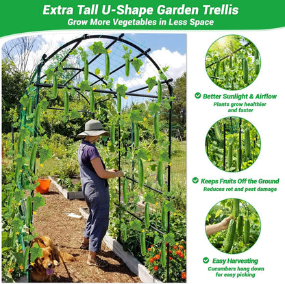 7FT Garden Trellis for Climbing Plants Outdoor, Metal Arch Trellises