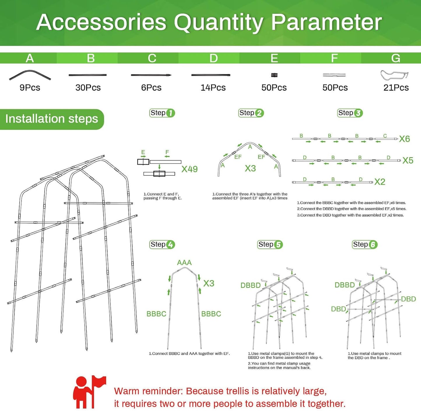 7FT Garden Trellis for Climbing Plants Outdoor, Metal Arch Trellises
