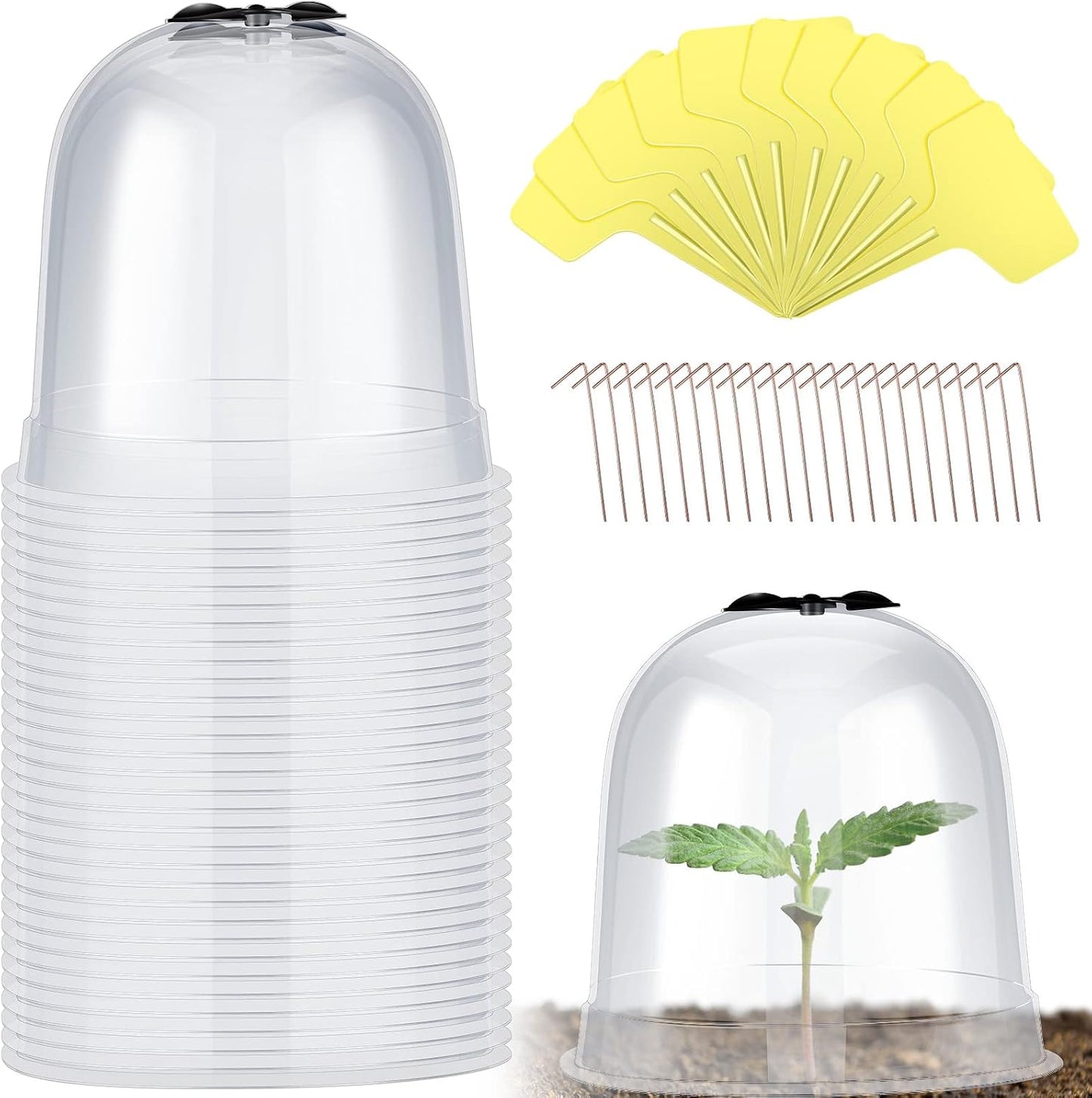 20 Pack Garden Cloches for Plants Clear Bell Covers 7.3x6.7 Inch