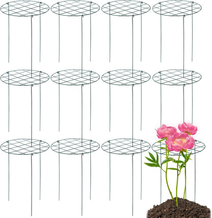 12 Pack Peony Cages and Supports 16 x 24 Inch Grow Through Plant Support Peony Support Ring for Outdoor Plants