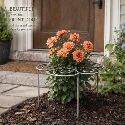 Metal Plant Support Ring for Garden, Peony Cage Stand, Indoor Pots, Flower Hoop, Decorative Grow Through Rings, Stackable Houseplant Stake, Dahlia Cage, Outdoor Orchid Clip(2PCS,Large)