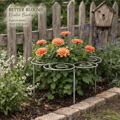 Metal Plant Support Ring for Garden, Peony Cage Stand, Indoor Pots, Flower Hoop, Decorative Grow Through Rings, Stackable Houseplant Stake, Dahlia Cage, Outdoor Orchid Clip(2PCS,Large)