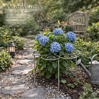 Metal Plant Support Ring for Garden, Peony Cage Stand, Indoor Pots, Flower Hoop, Decorative Grow Through Rings, Stackable Houseplant Stake, Dahlia Cage, Outdoor Orchid Clip(2PCS,Large)