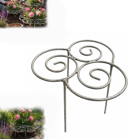 Metal Plant Support Ring for Garden, Peony Cage Stand, Indoor Pots, Flower Hoop, Decorative Grow Through Rings, Stackable Houseplant Stake, Dahlia Cage, Outdoor Orchid Clip(2PCS,Large)