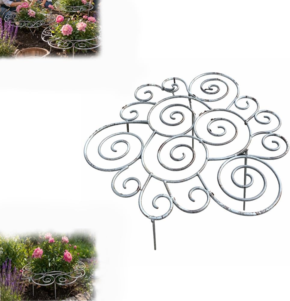 Metal Plant Support Ring for Garden, Peony Cage Stand, Indoor Pots, Flower Hoop, Decorative Grow Through Rings, Stackable Houseplant Stake, Dahlia Cage, Outdoor Orchid Clip(2PCS,Large)
