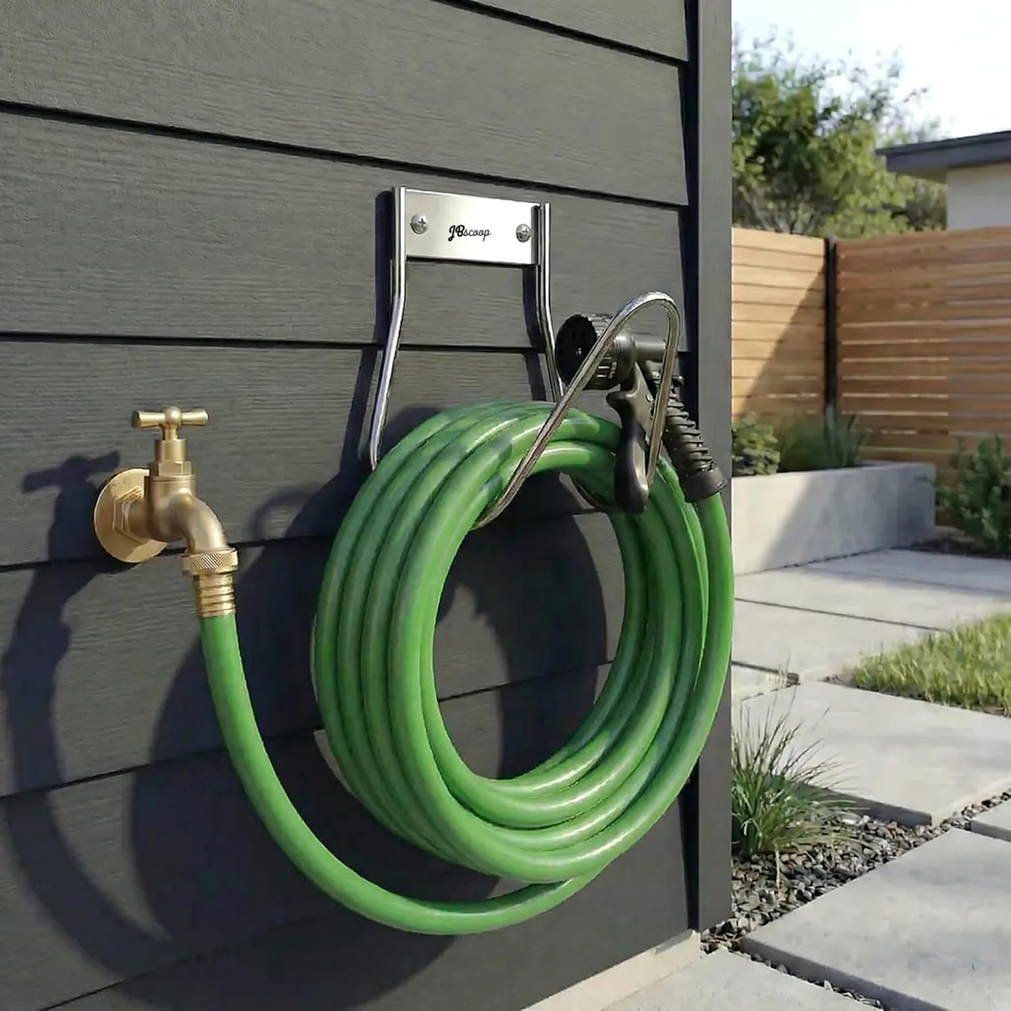 Garden Hose Holder Stainless Steel Small Wall Mount Garden Hose Hook, Ideal for Water, Air, Hydraulic Hose, Ropes, Extension Cords Heavy Duty & Rust Proof Large Set of 1