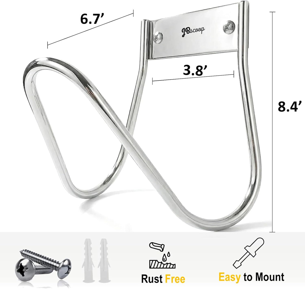 Garden Hose Holder Stainless Steel Small Wall Mount Garden Hose Hook, Ideal for Water, Air, Hydraulic Hose, Ropes, Extension Cords Heavy Duty & Rust Proof Large Set of 1