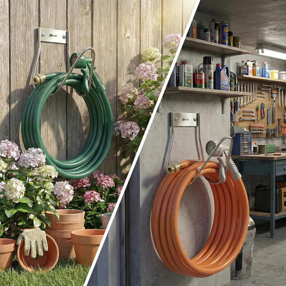 Garden Hose Holder Stainless Steel Small Wall Mount Garden Hose Hook, Ideal for Water, Air, Hydraulic Hose, Ropes, Extension Cords Heavy Duty & Rust Proof Large Set of 1