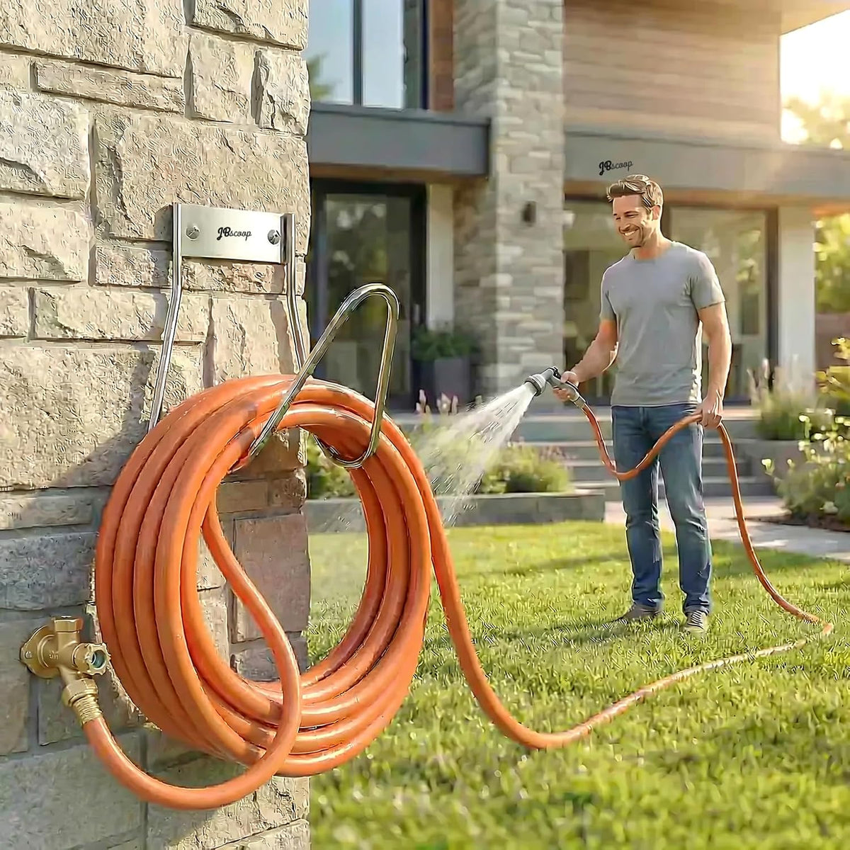 Garden Hose Holder Stainless Steel Small Wall Mount Garden Hose Hook, Ideal for Water, Air, Hydraulic Hose, Ropes, Extension Cords Heavy Duty & Rust Proof Large Set of 1