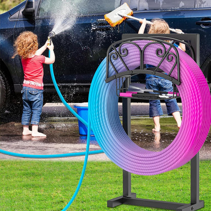 Garden Hose Holder for Outside, Metal Freestanding Hose Rack