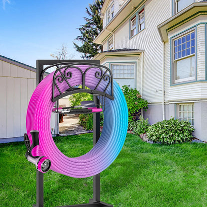 Garden Hose Holder for Outside, Metal Freestanding Hose Rack