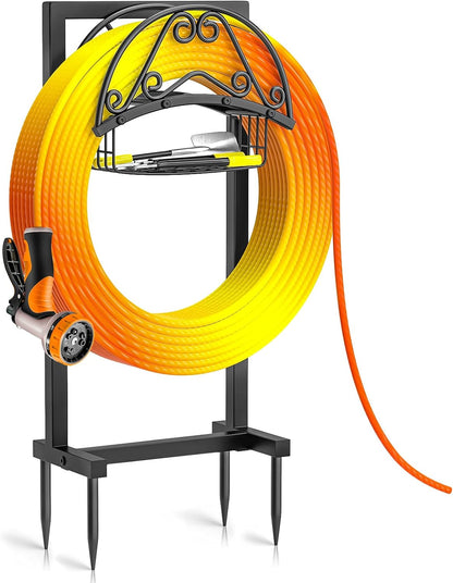 Garden Hose Holder for Outside, Metal Freestanding Hose Rack