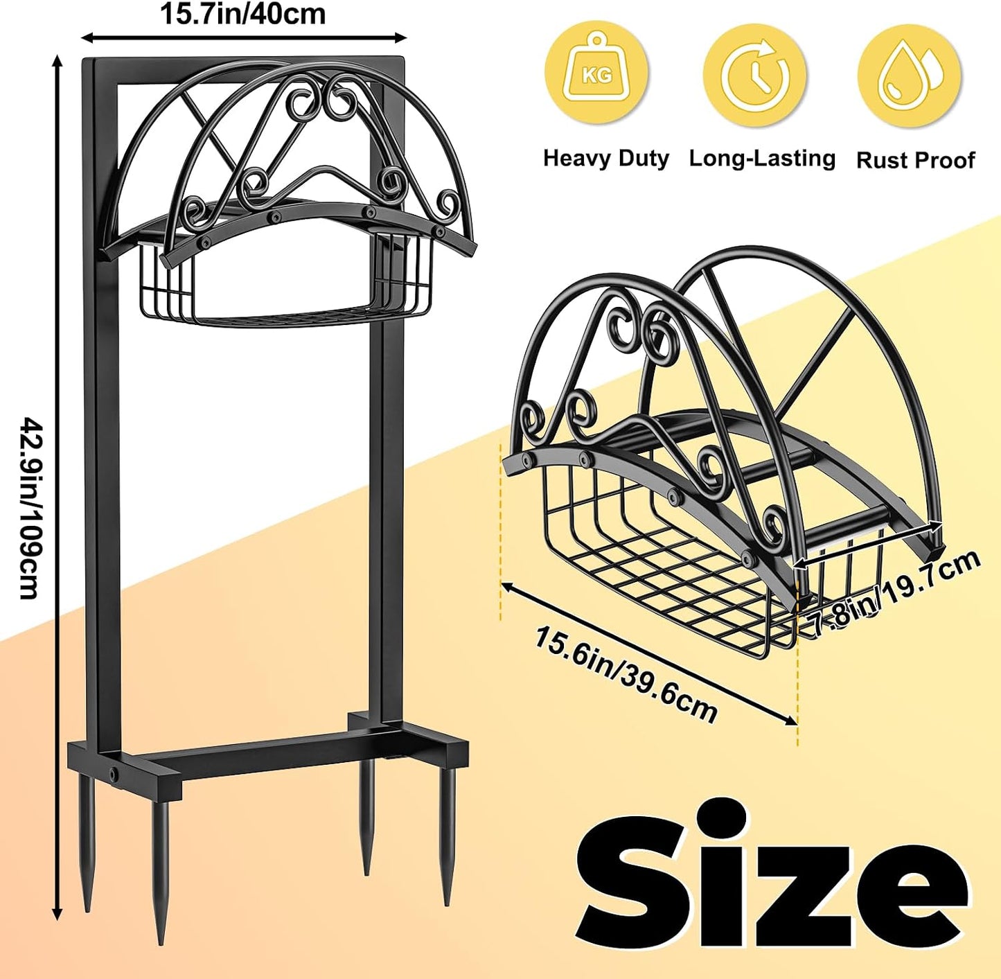 Garden Hose Holder for Outside, Metal Freestanding Hose Rack