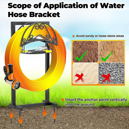 Garden Hose Holder for Outside, Metal Freestanding Hose Rack