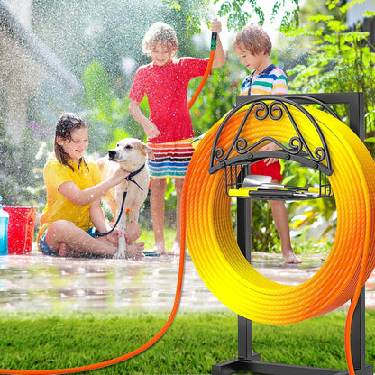 Garden Hose Holder for Outside, Metal Freestanding Hose Rack
