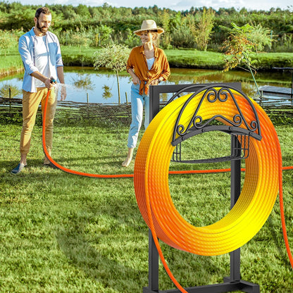 Garden Hose Holder for Outside, Metal Freestanding Hose Rack