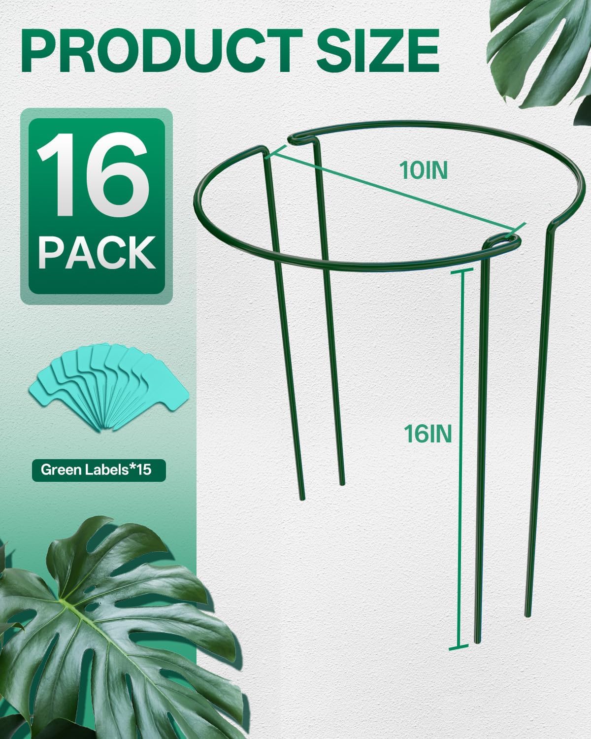 16 Pack 16 In Plant Support Stakes, Peony Cages And Supports with 15 Lable