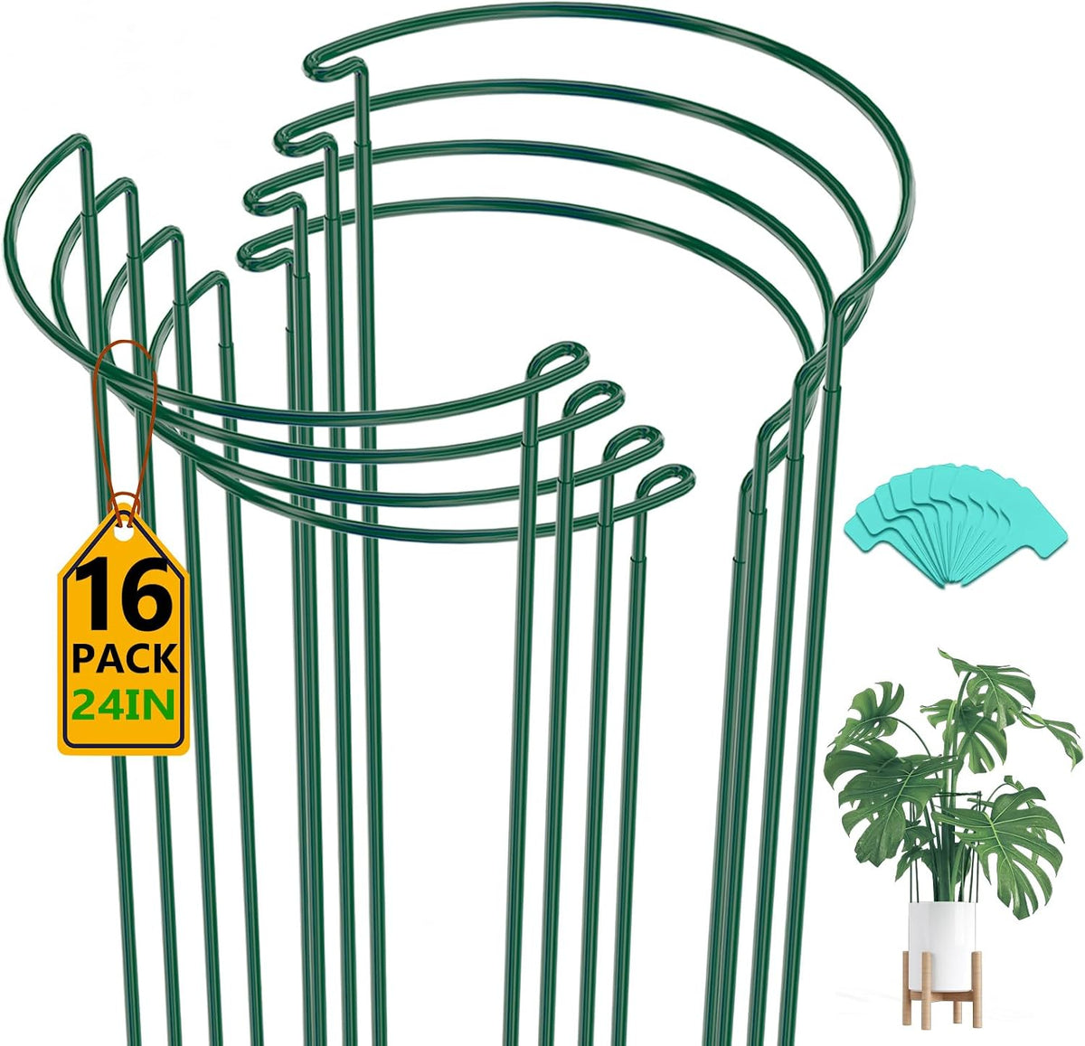16 Pack 16 In Plant Support Stakes, Peony Cages And Supports with 15 Lable