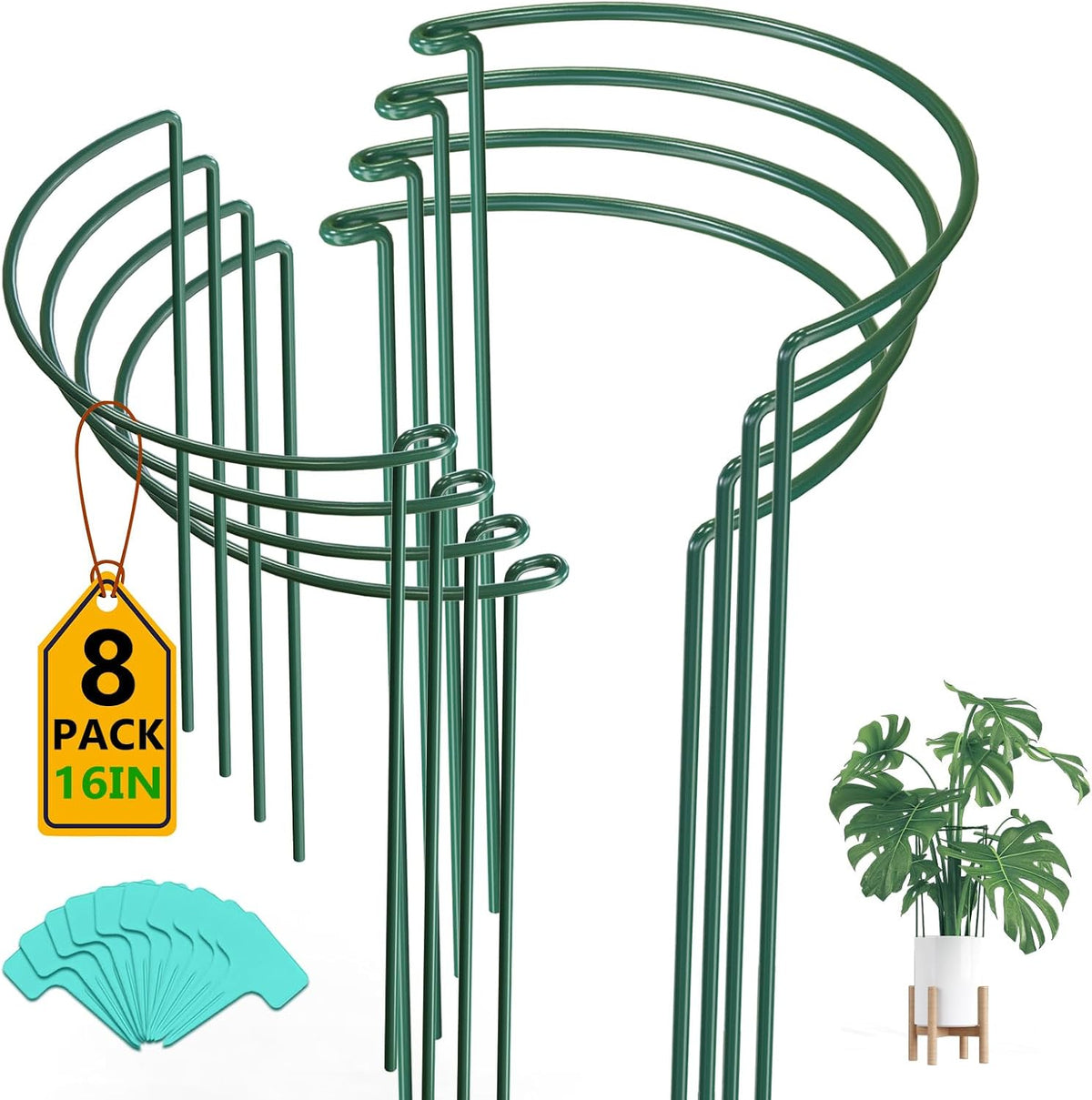 16 Pack 16 In Plant Support Stakes, Peony Cages And Supports with 15 Lable