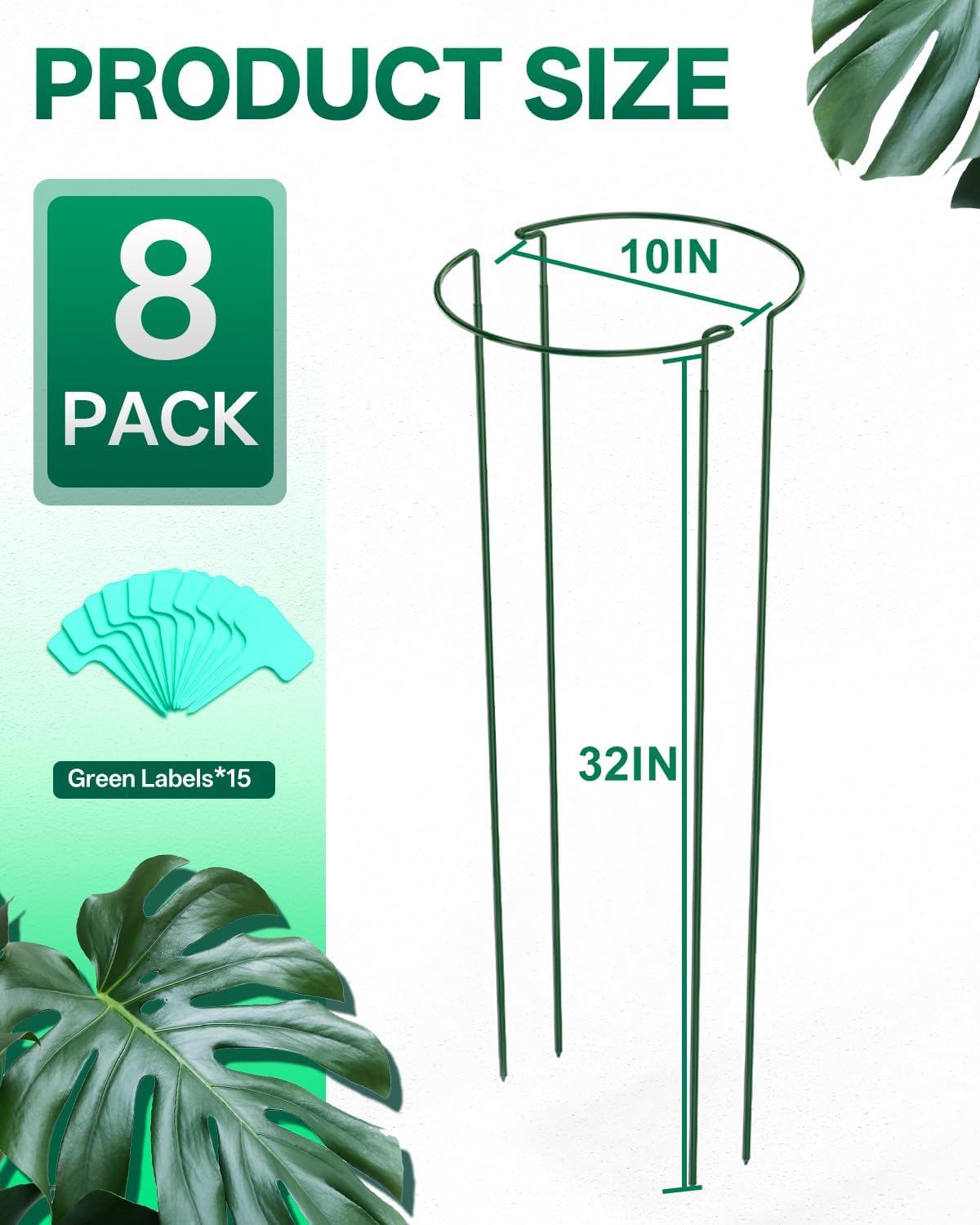16 Pack 16 In Plant Support Stakes, Peony Cages And Supports with 15 Lable